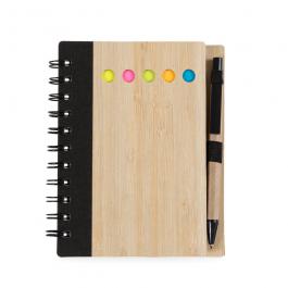 Bloco de Anotações Bambu com Caneta - BA13776  12.6x8.2cm    